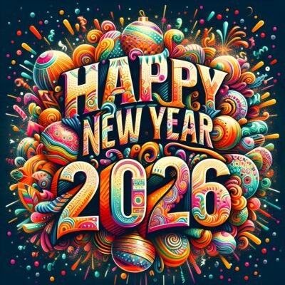 Bright Colorful Wallpaper HD Happy New Year 2026 Festive