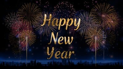 Happy New Year Fireworks HD Wallpaper