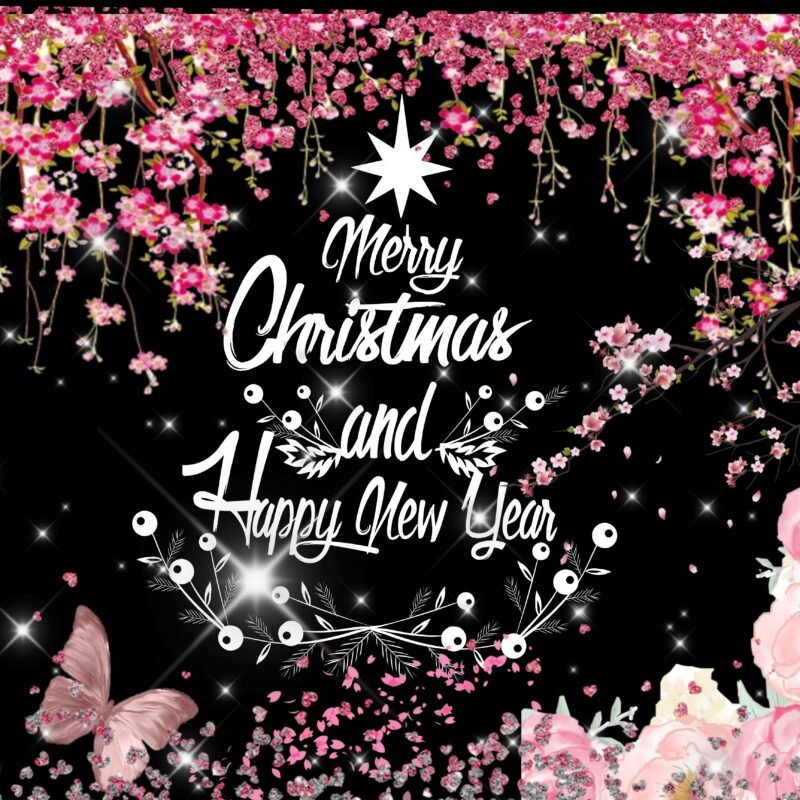 Merry Christmas Happy New Year Floral HD wallpaper free download