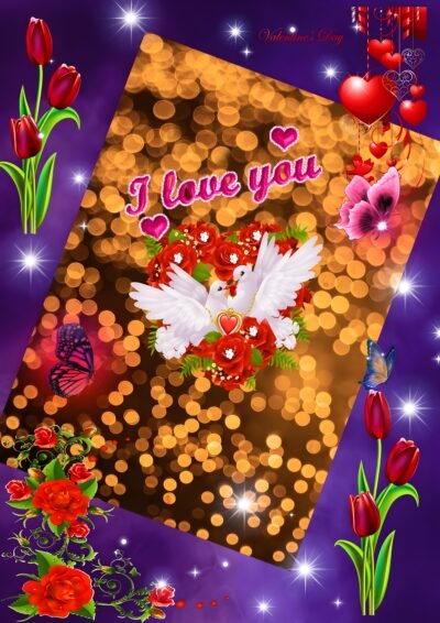 Heart And Flower Art Wallpaper HD Romantic Floral Love