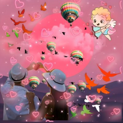 Hot Air Balloon Art Wallpaper HD Romantic Hot Air Balloon