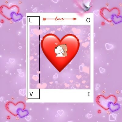 Digital Love Art Wallpaper – Cute Love Heart Hug