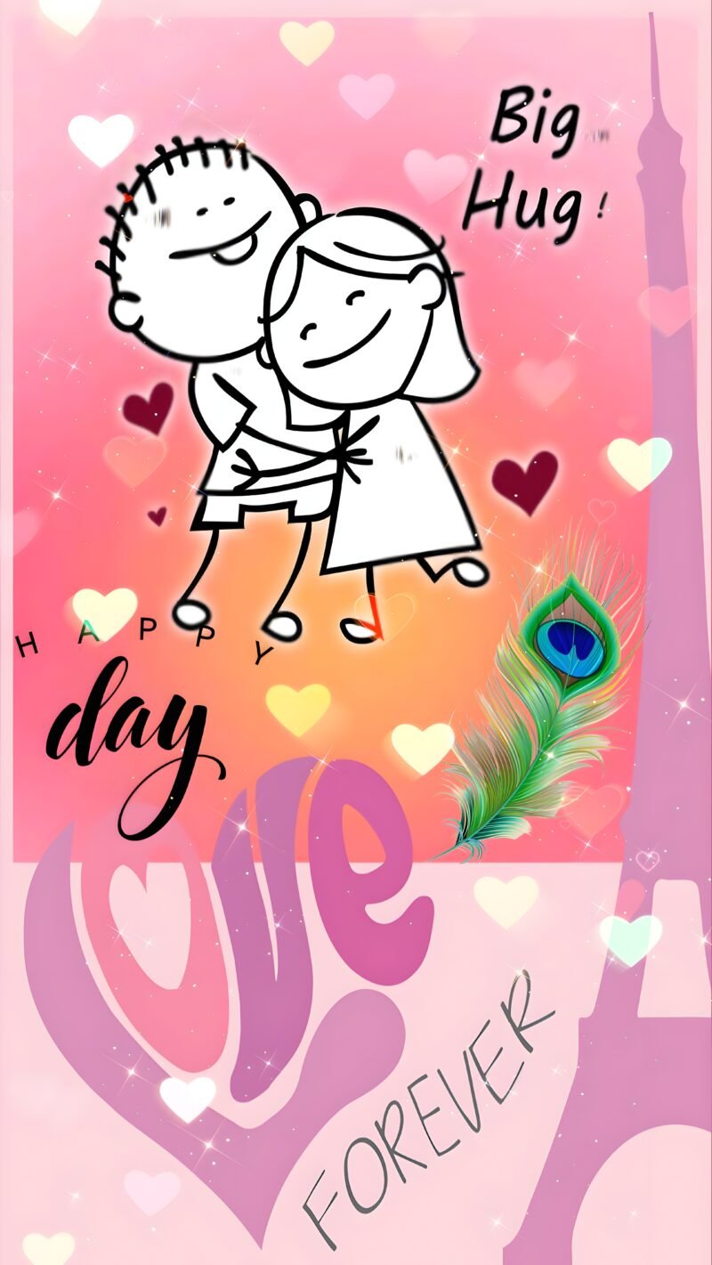 Cute Love Hug Illustration HD wallpaper free download