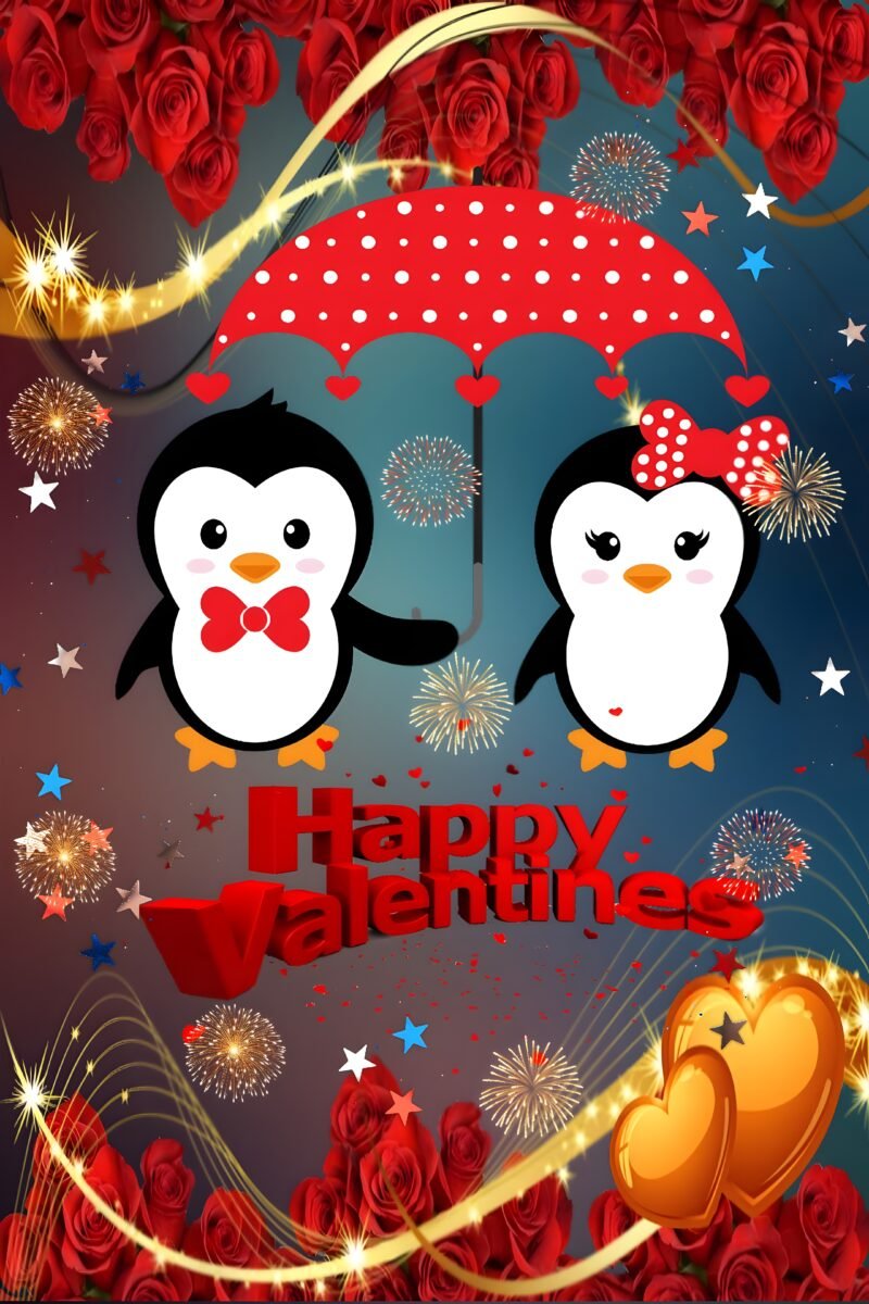 Cute Valentine Penguins HD wallpaper free download
