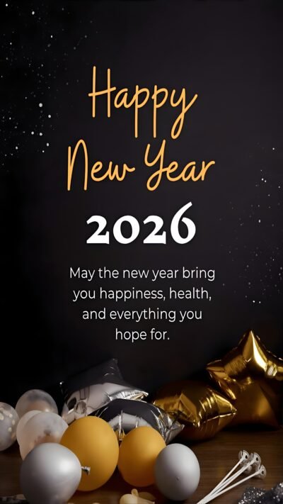 Dark Theme Wallpaper – Elegant New Year 2026 Greeting