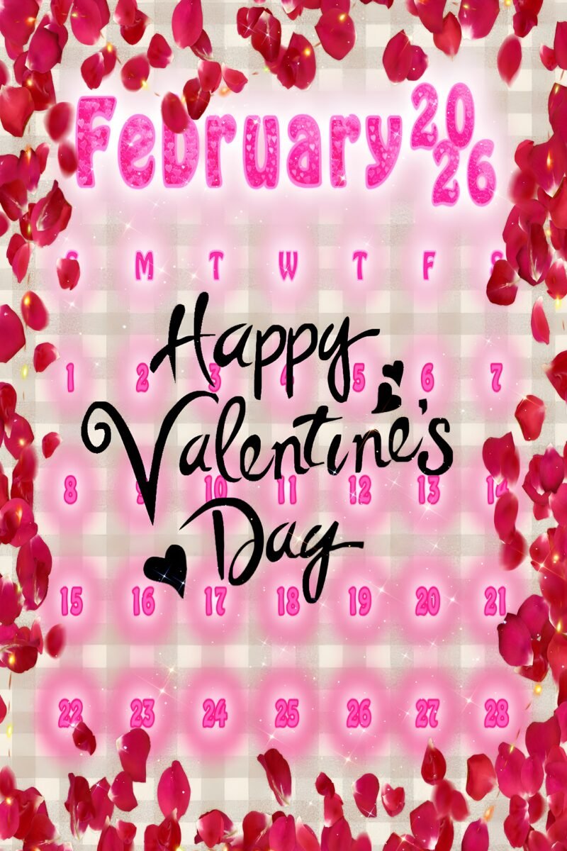 February 2026 Valentine’s Calendar HD wallpaper free download