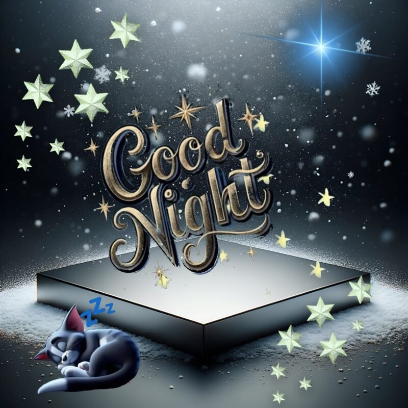 Good Night Dreamy Cat Art HD wallpaper free download