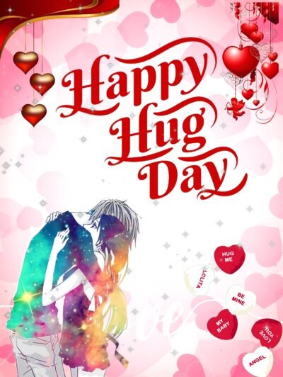 Happy Hug Day Romantic Illustration HD Wallpaper