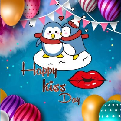 5760x5760 Wallpaper – Happy Kiss Day Cute Penguins