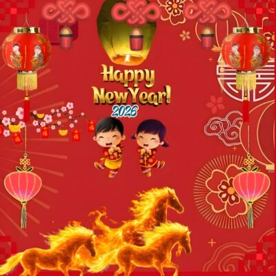 Fiery Orange Wallpaper HD Happy New Year 2026 Celebration