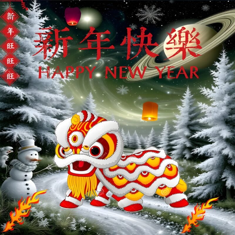 Happy New Year Lion Dance Art HD wallpaper free download