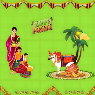 Happy Pongal Festival Illustration HD Wallpaper