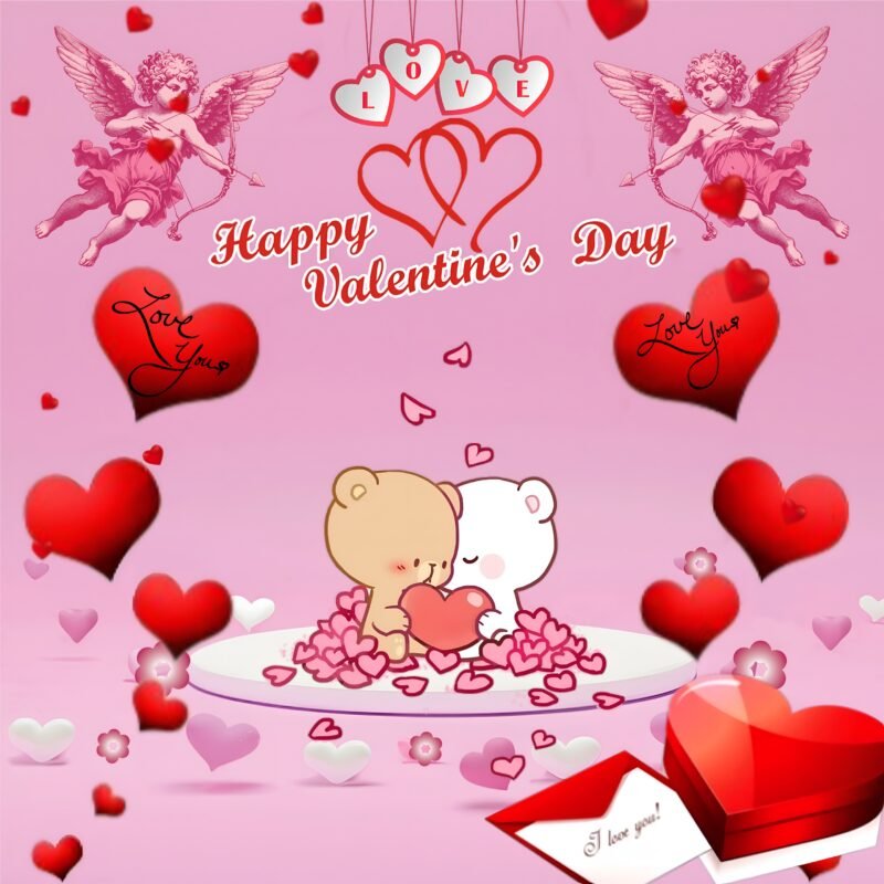 Happy Valentine’s Day Cute Bears HD wallpaper free download