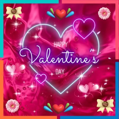 Happy Valentine’s Day Neon Heart HD Wallpaper