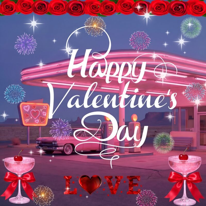 Happy Valentine’s Day Neon Scene HD wallpaper free download