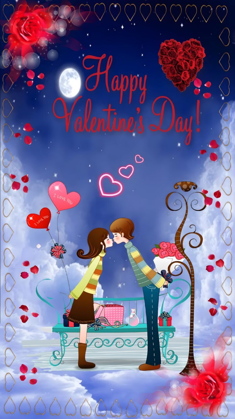 Happy Valentine’s Day Romantic Illustration HD wallpaper free download