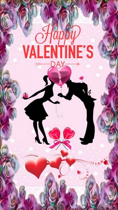 Deep Red Wallpaper HD Happy Valentine’s Day Romantic Silhouette