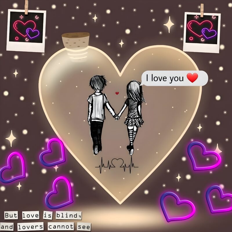 Romantic Couple Heart Illustration HD wallpaper free download