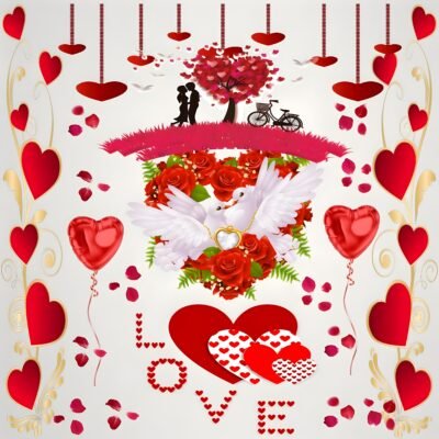 Golden Accents Wallpaper HD Romantic Love Hearts