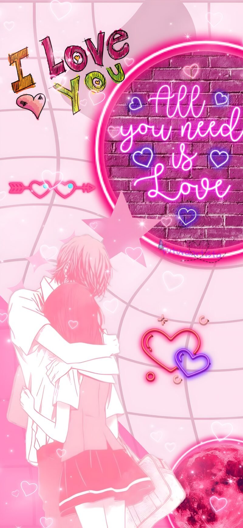 Romantic Neon Love HD wallpaper free download