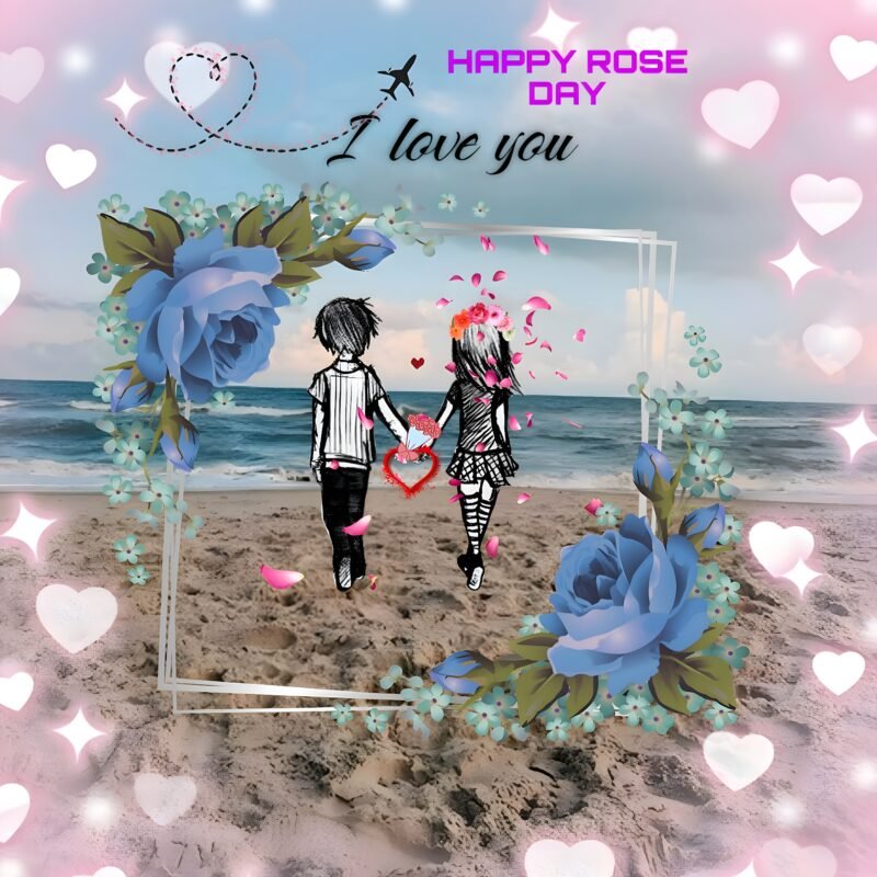 Romantic Rose Day Beach Illustration HD wallpaper free download