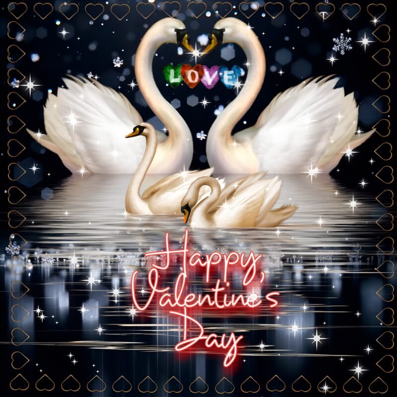 Romantic Swan Valentine’s Day Art HD wallpaper free download