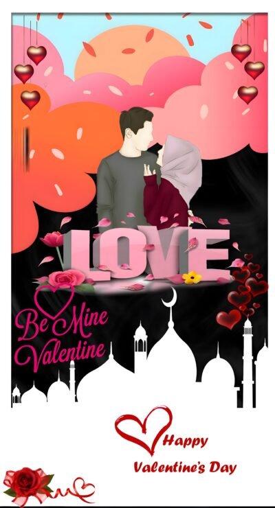 iPhone Wallpaper HD Romantic Valentine’s Day Love Illustration
