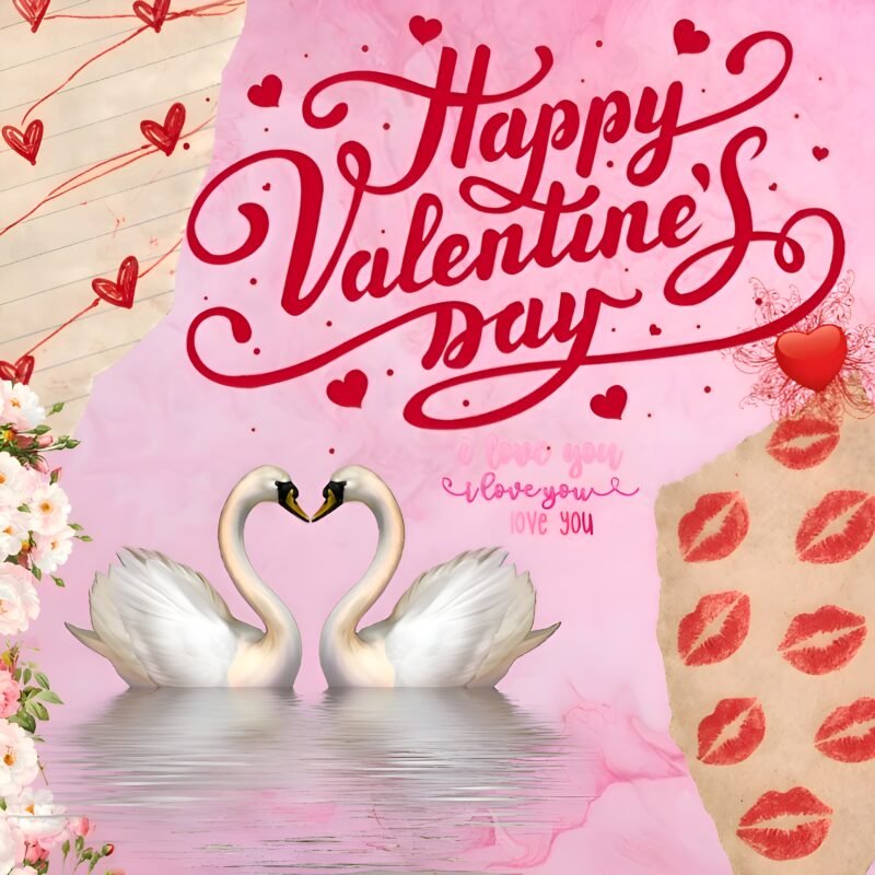 Romantic Valentine’s Day Swans HD wallpaper free download