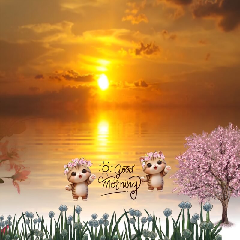 Sunrise Cute Cats HD wallpaper free download
