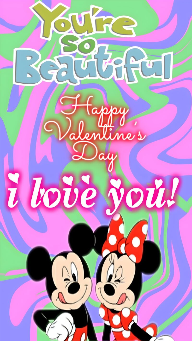 Valentine’s Day Mickey Minnie Love HD wallpaper free download